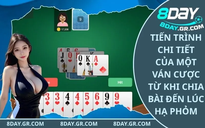 Tiến trình chi tiết của một ván cược từ khi chia bài đến lúc hạ phỏm